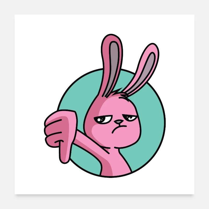 Pouce de lapin vers le bas Poster 60 x 60 cm