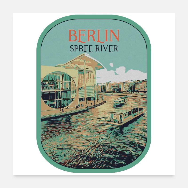 Modern Architecture Berlin Illustration Poster 24" x 24" (60x60 cm)