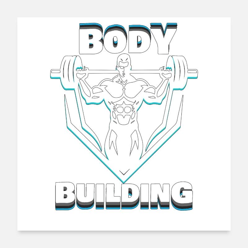 Bodybuilding light design - Poster 60x60 cm - Weiß