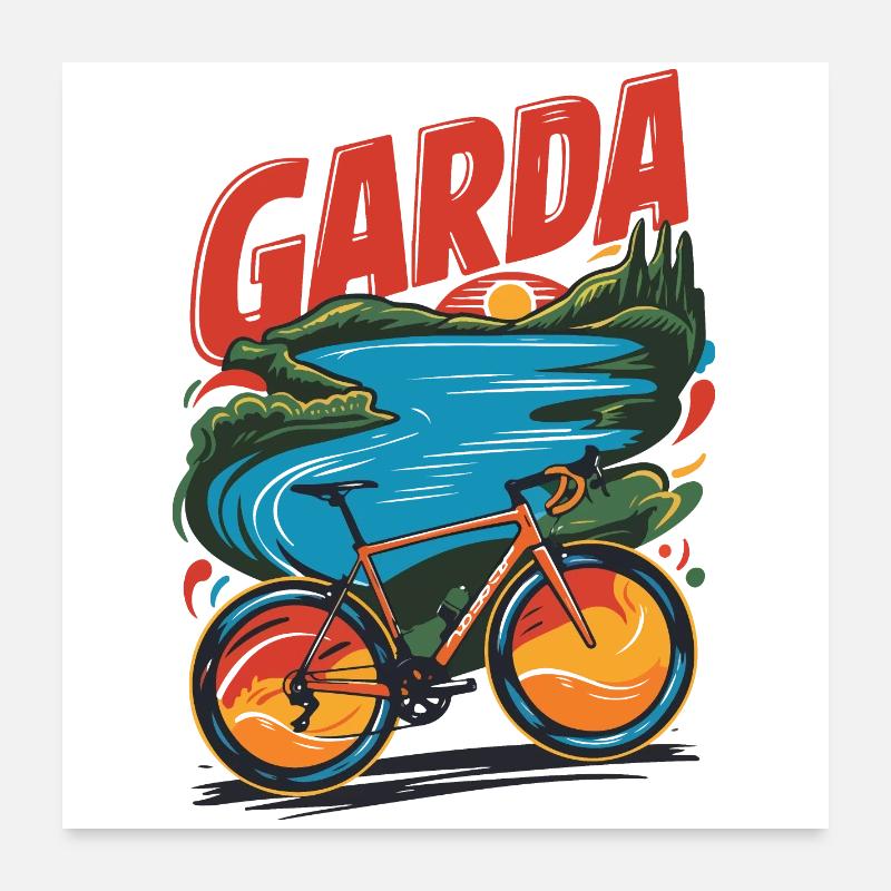 Conception de vélo panoramique du lac de Garde Poster 60 x 60 cm
