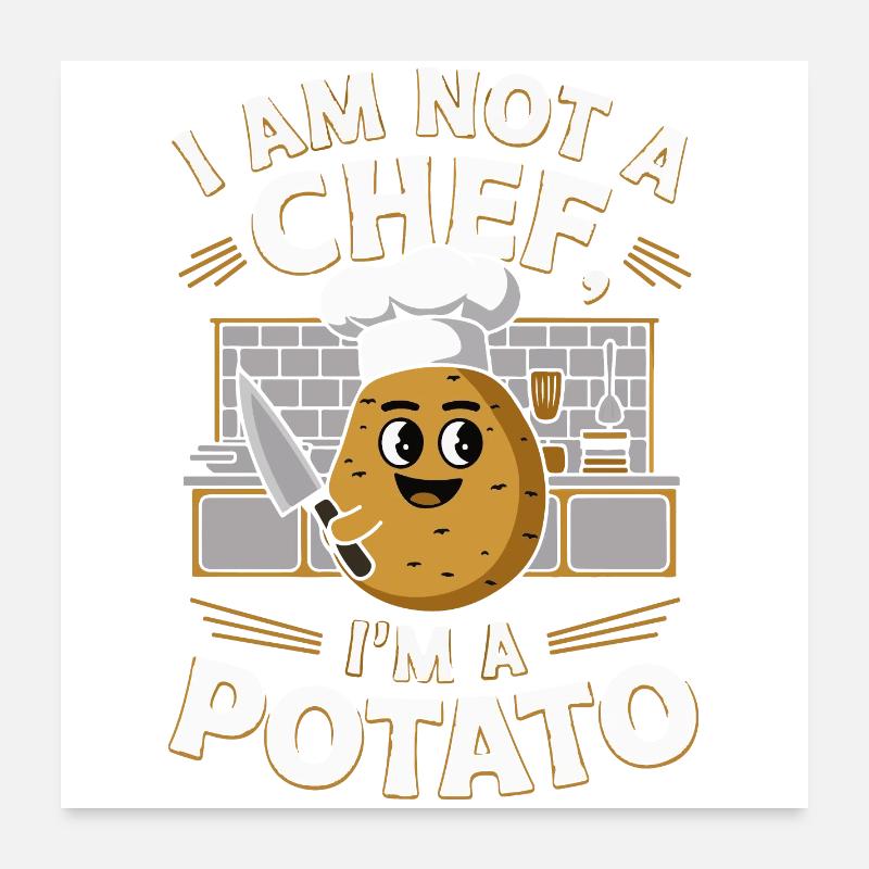 Illustration ludique de chef de pomme de terre Poster 60 x 60 cm