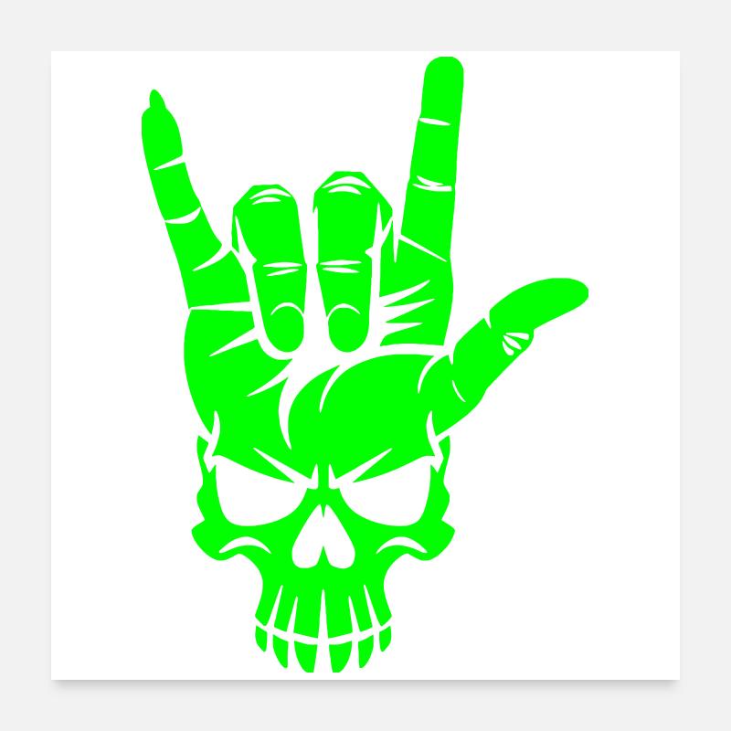 Rock 'n' Roll Skull Hand Gesture Poster 24" x 24" (60x60 cm)