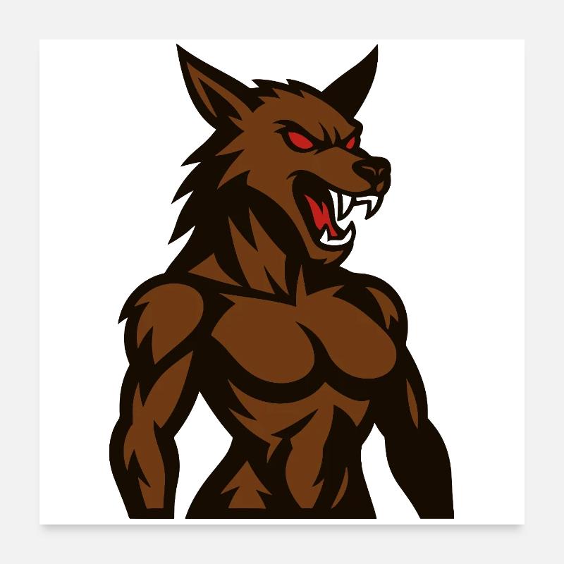 Wütender Braunwolf Maskottchen Poster 60x60 cm