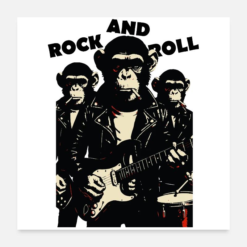 Rock and Roll Monkey band Poster 24" x 24" (60x60 cm)