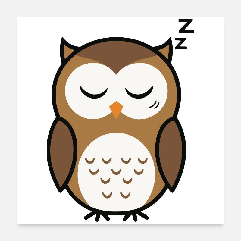 Cute sleeping owl minimalist style Poster 24" x 24" (60x60 cm)