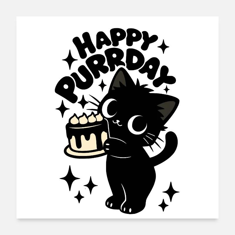 Kitchen Theft Cat | Cute Birthday Cats Motif Poster 24" x 24" (60x60 cm)