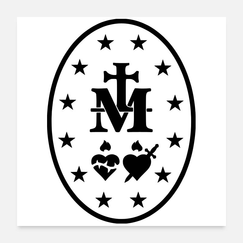 Wundersame Medaille Maria Heilige Symbole Poster 60x60 cm