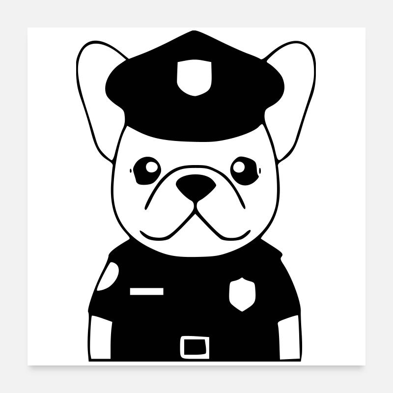 Policier Français Chien Noir Poster 60 x 60 cm