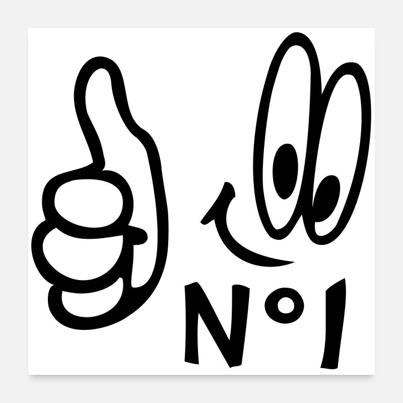 Number One, Comic - Poster 60x60 cm - Weiß