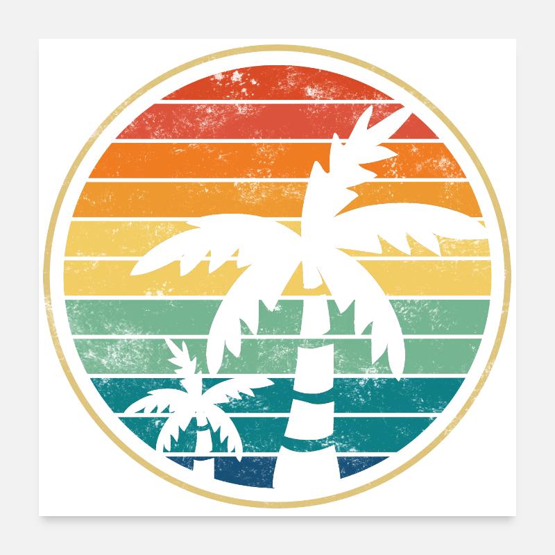 Palmiers Plage - Poster 60 x 60 cm - blanc