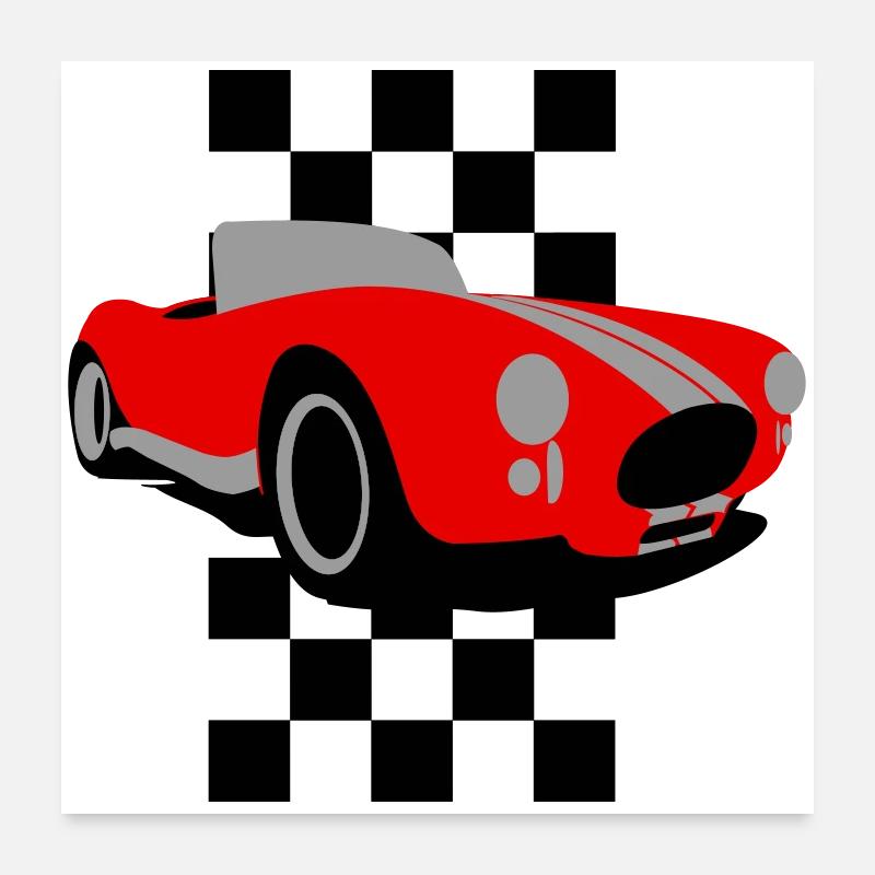 Red Classic Roadster Shelby Cobra Poster 24" x 24" (60x60 cm)