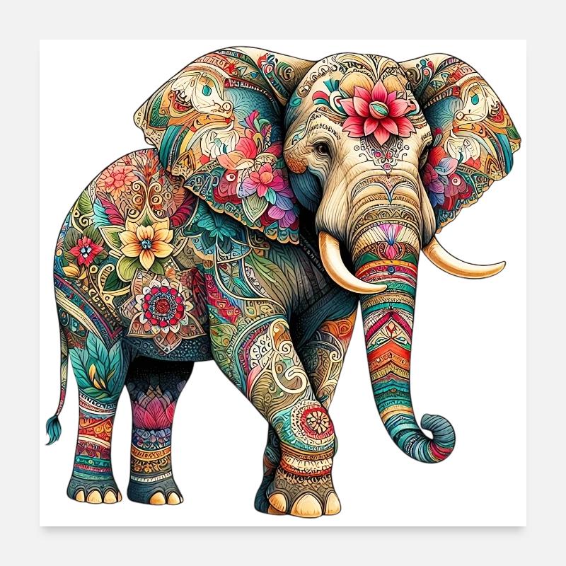 Éléphant Poster 60 x 60 cm