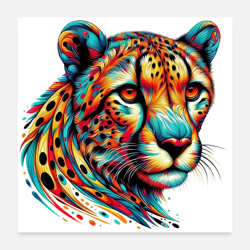 Guépard - Poster 60 x 60 cm - blanc