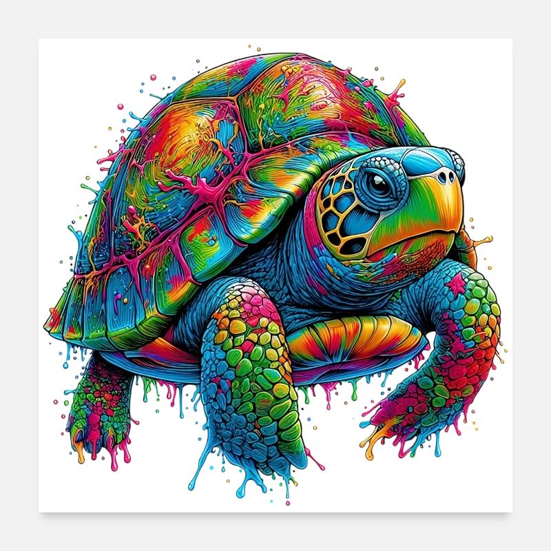 Schildkröte - Poster 60x60 cm - Weiß