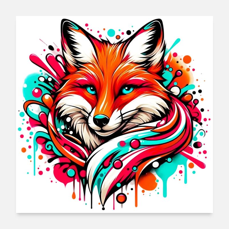 Fuchs - Poster 60x60 cm - Weiß