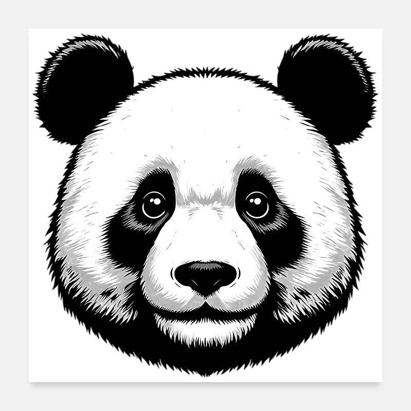 Panda - Poster 60x60 cm - Weiß