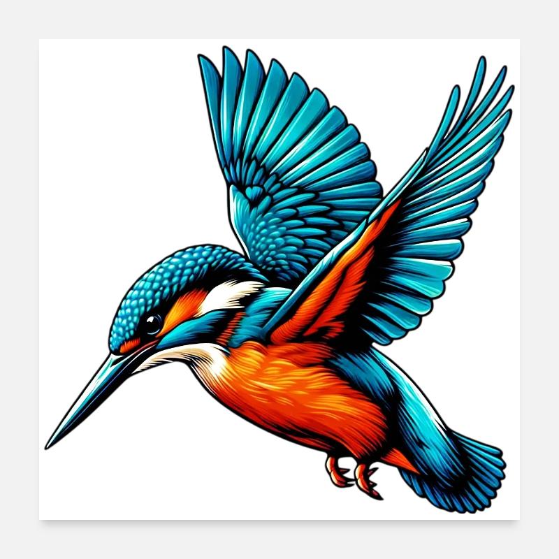 Eisvogel - Poster 60x60 cm - Weiß