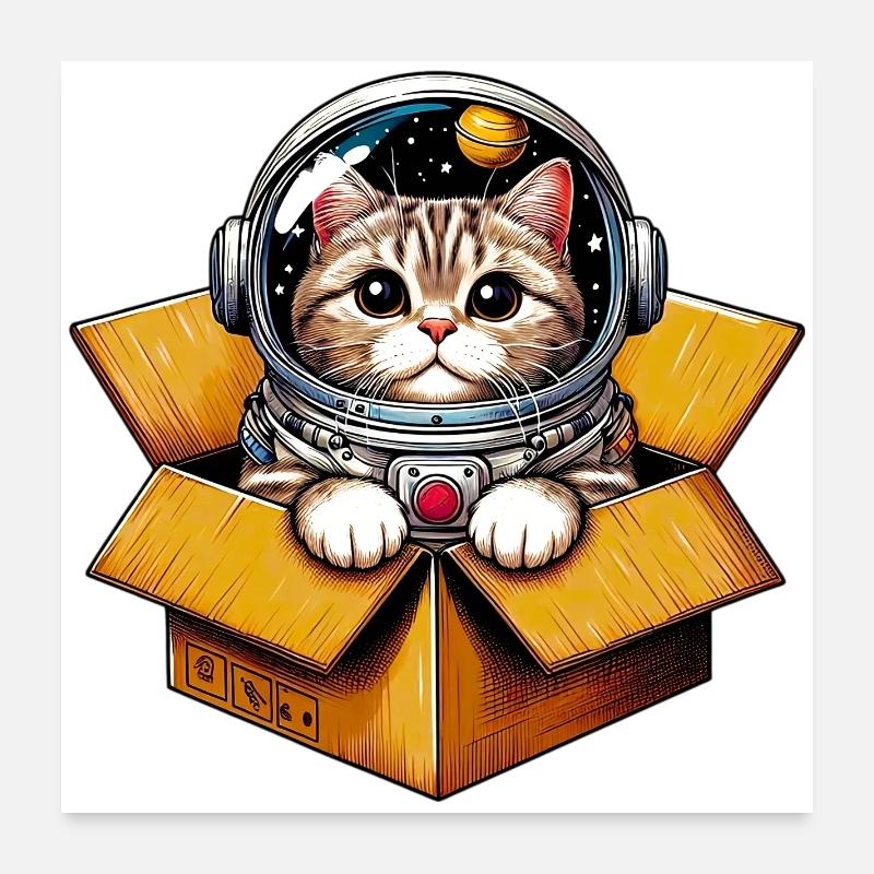 Chat astronaute Poster 60 x 60 cm