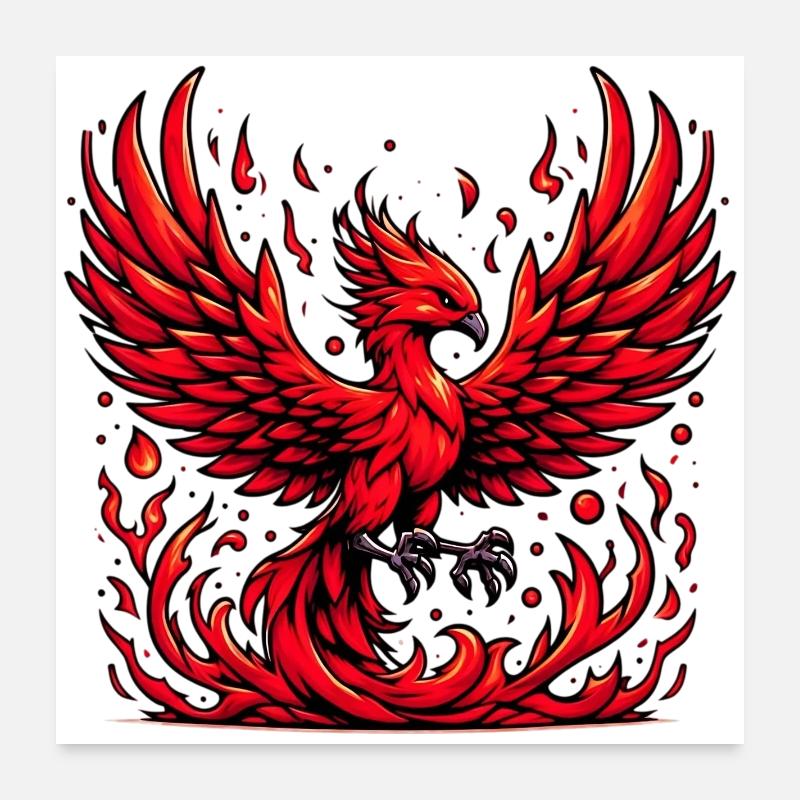 Red Phoenix Poster 24" x 24" (60x60 cm)