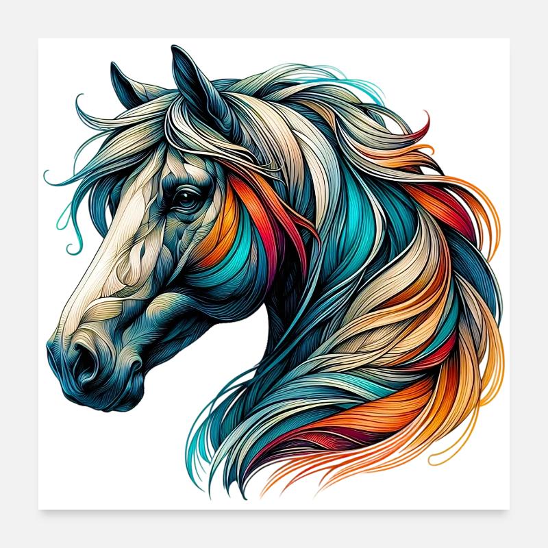 Pferd - Poster 60x60 cm - Weiß