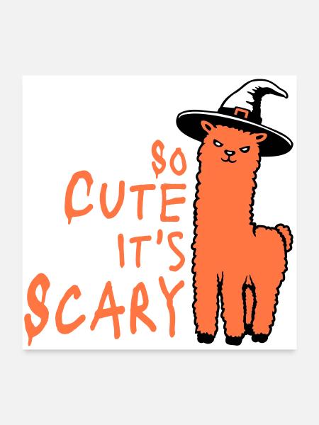 So cute it's scary llama witch hat Halloween saying - Poster 24" x 24" (60x60 cm) - white - Front