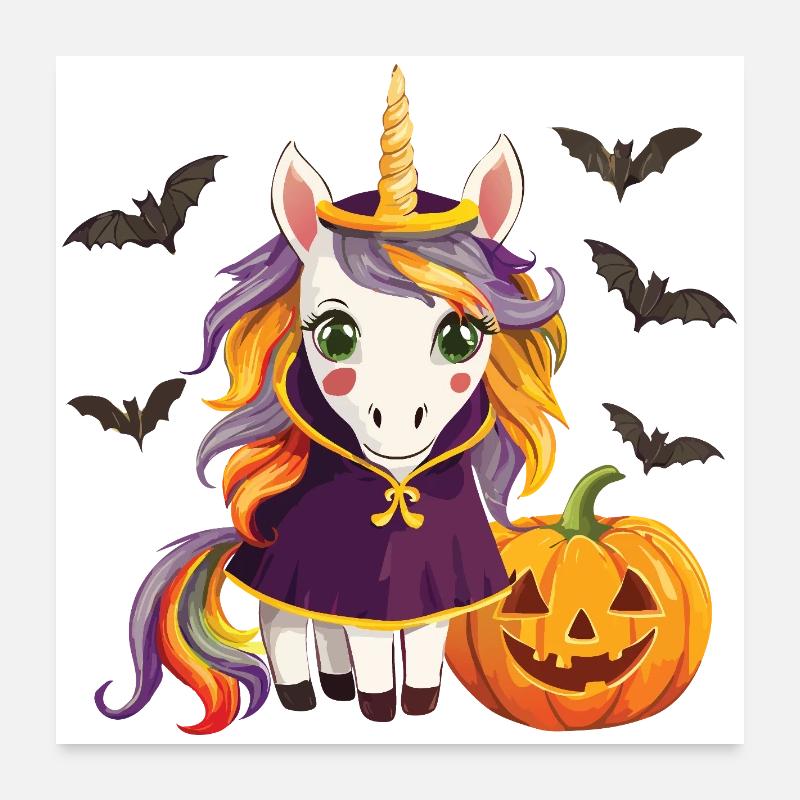 Halloween Unicorn Pumpkin Magic Poster 24" x 24" (60x60 cm)