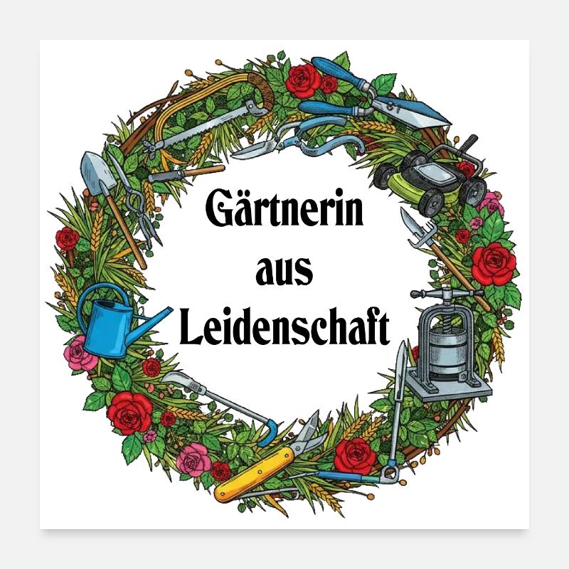 Garden Tool Wreath Pattern Poster 24" x 24" (60x60 cm)