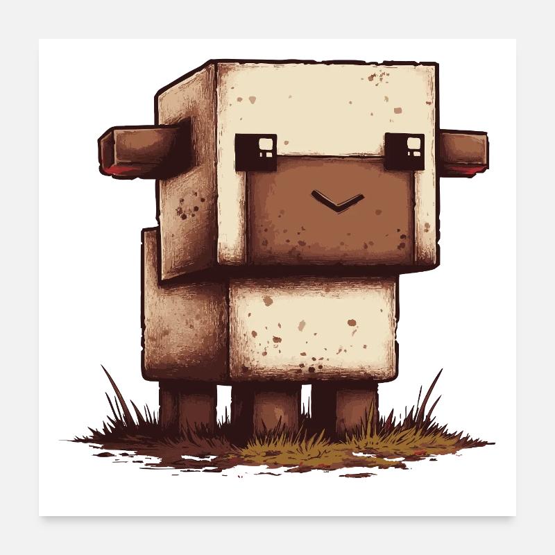 Look rétro de Pixel Sheep Poster 60 x 60 cm