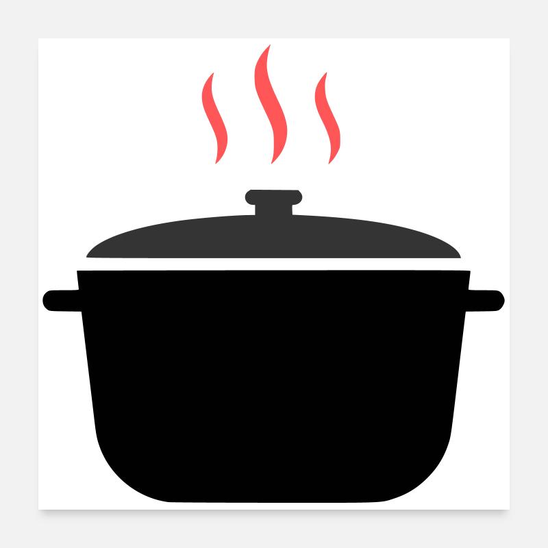 Cuisson à la vapeur dans une casserole Poster 60 x 60 cm