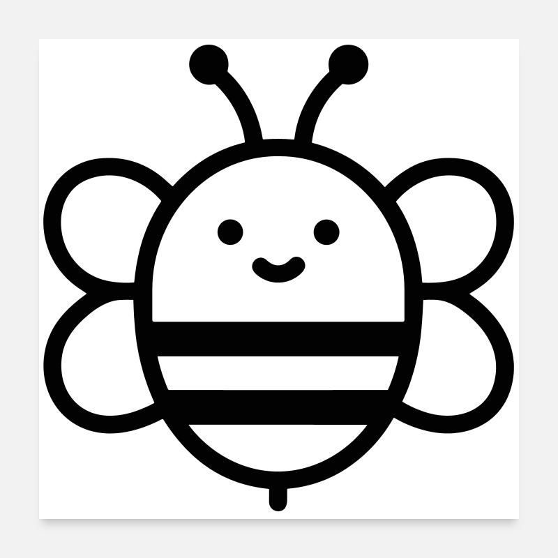 Smiling Minimalist Bee Poster 24" x 24" (60x60 cm)