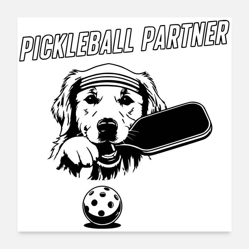  Süßer Pickleball Partner Hund Poster 60x60 cm