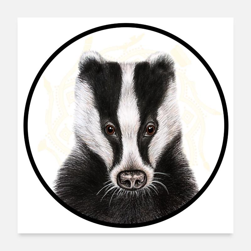 Dachs /Badger mit Logo Poster 60x60 cm