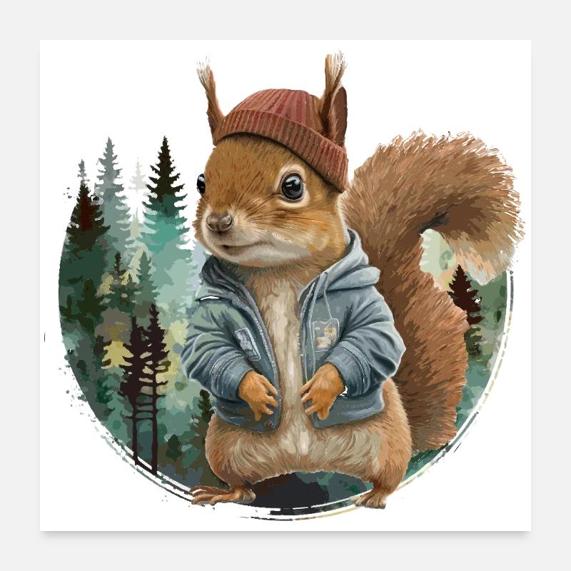Cute Squirrel Poster 24" x 24" (60x60 cm)