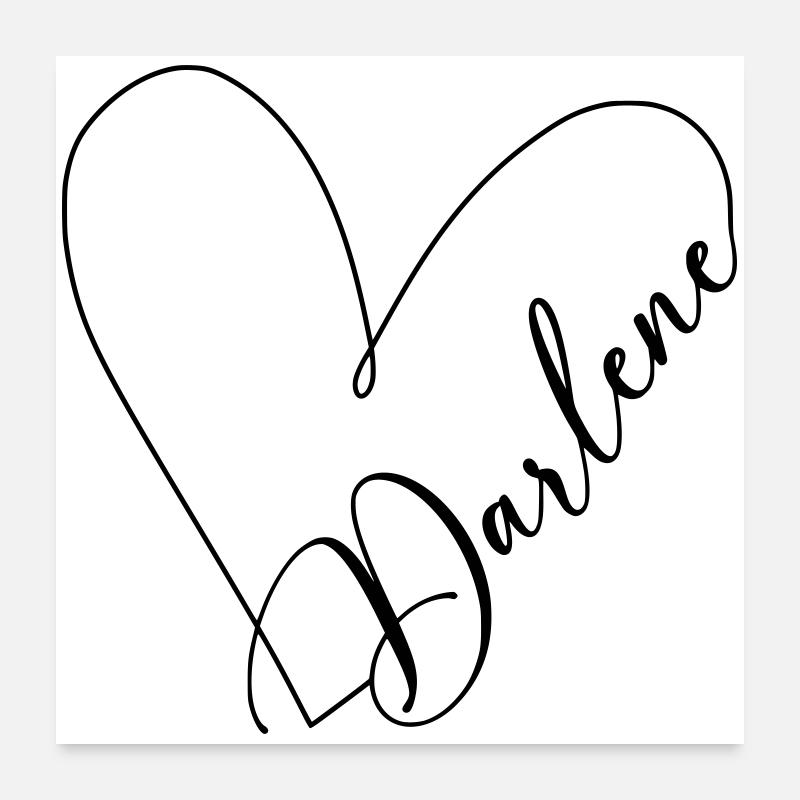 Darlene Name Heart Line Poster 24" x 24" (60x60 cm)