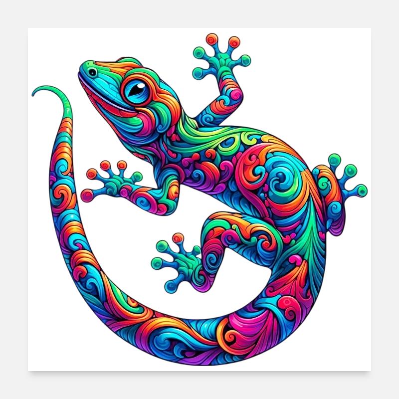 Gecko - Poster 60x60 cm - Weiß