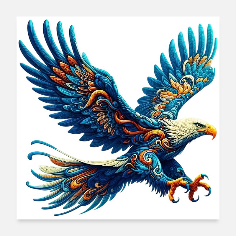 Adler - Poster 60x60 cm - Weiß