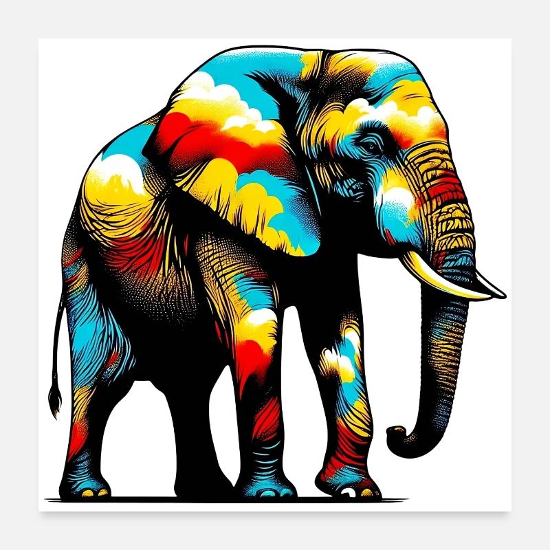 Éléphant Poster 60 x 60 cm