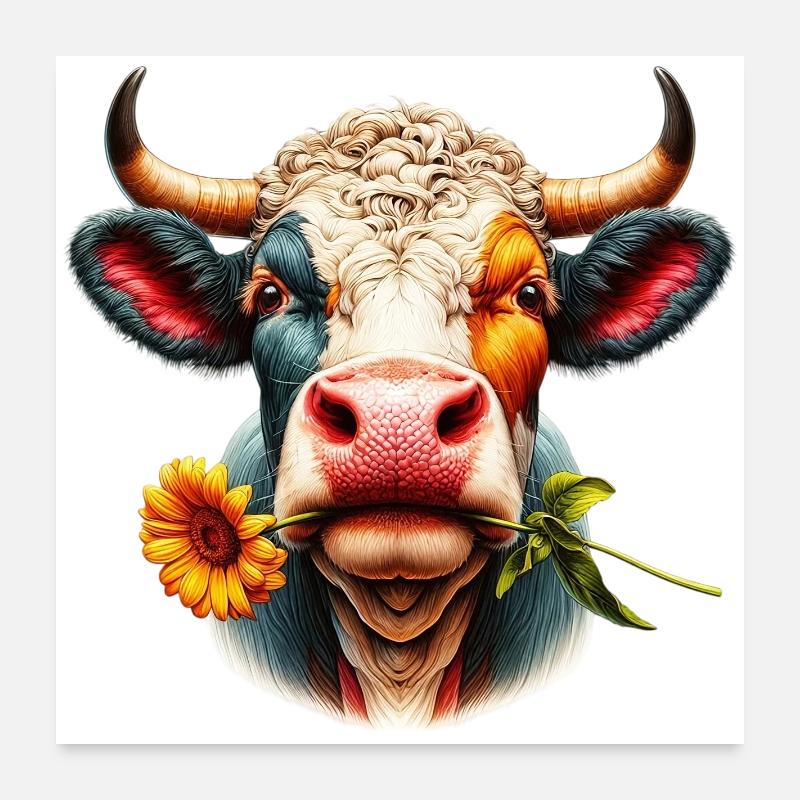 Fleurs de fleur de vache Poster 60 x 60 cm