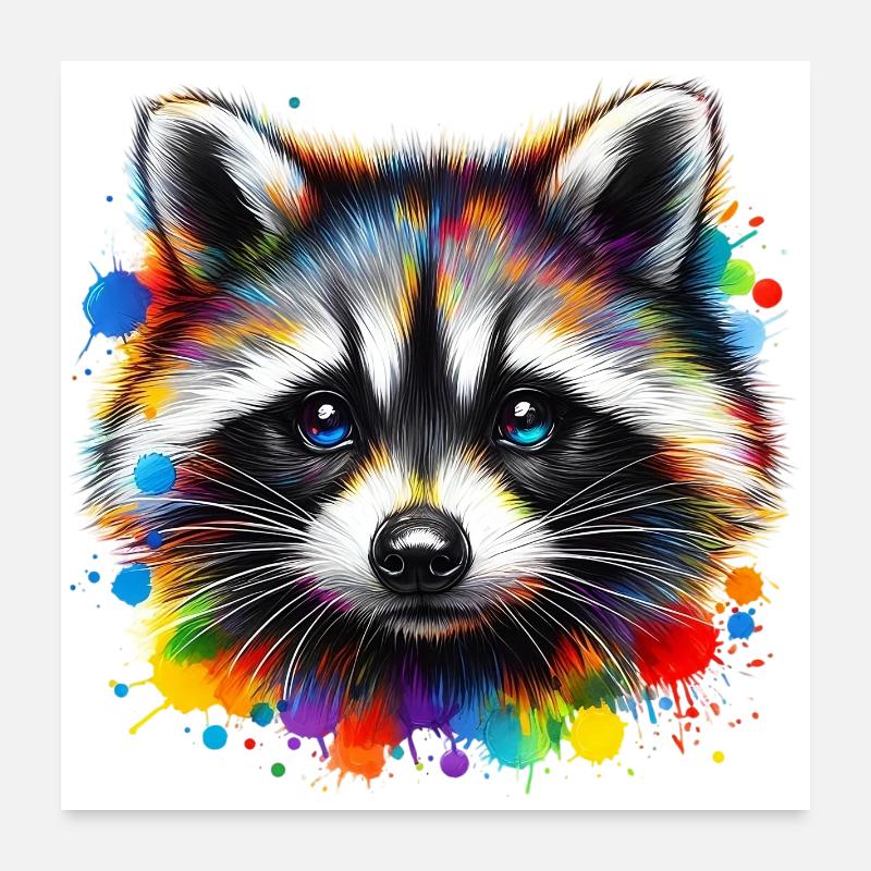 Raton laveur - Poster 60 x 60 cm - blanc