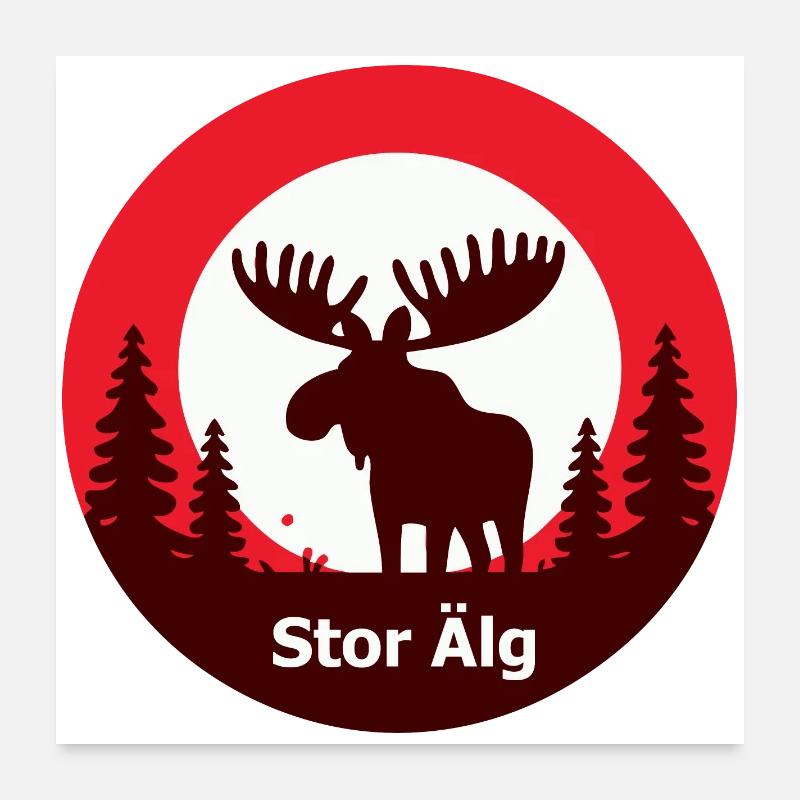 Stor älg - Poster 60x60 cm - Weiß