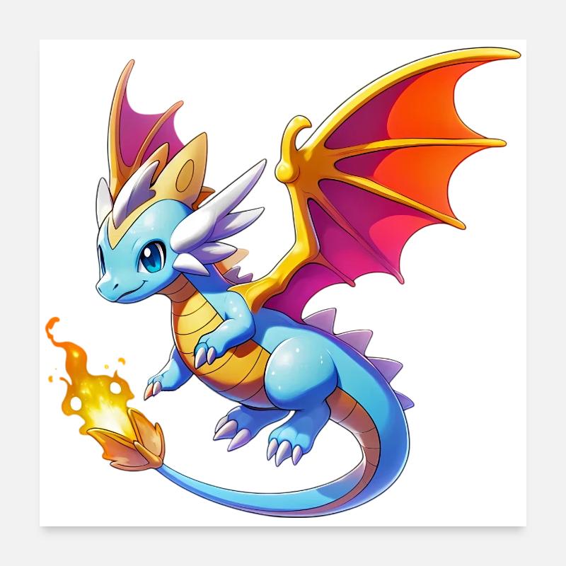 Drache - Poster 60x60 cm - Weiß
