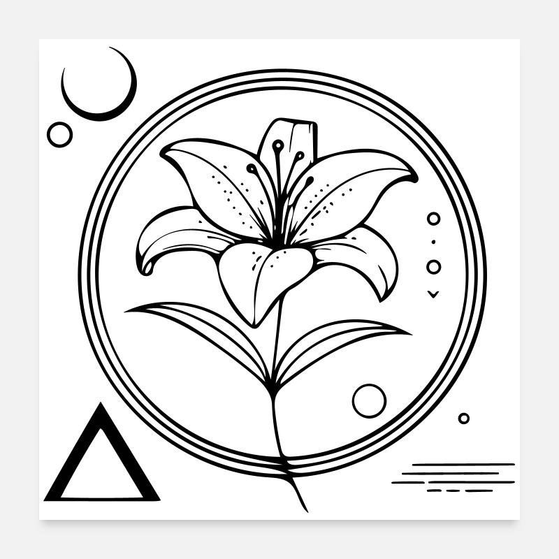 Géométrie florale – le lys comme symbole Poster 60 x 60 cm