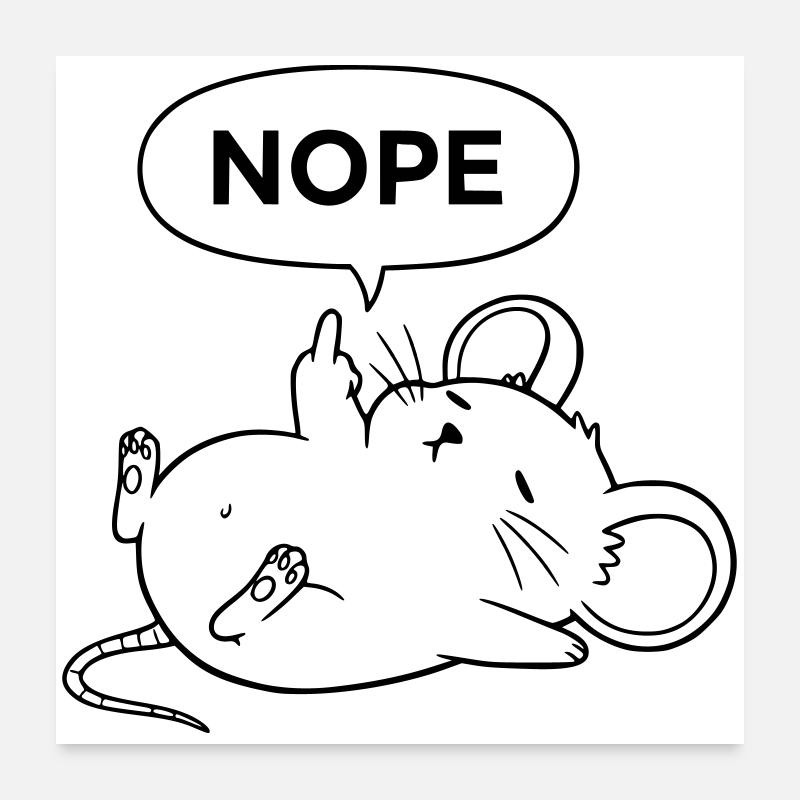 Nope Maus | Freches Mittelfinger Statement Poster 60x60 cm
