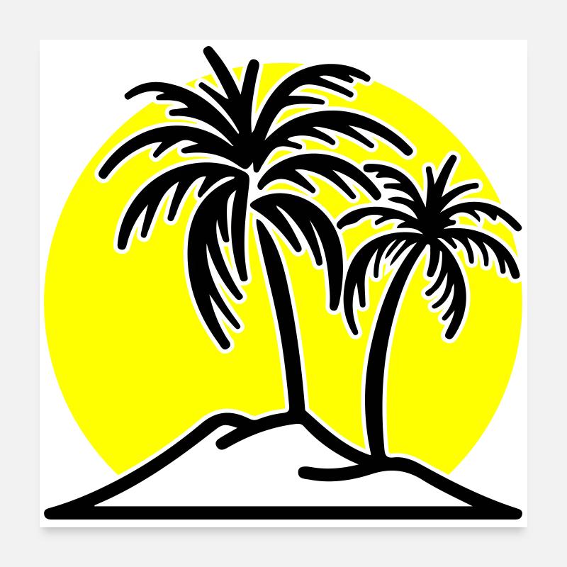 Palm Tree Symbol Beach Island Poster 24" x 24" (60x60 cm)