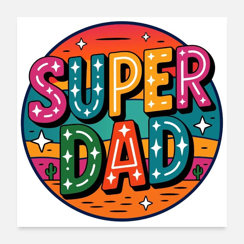 Super papa rétro Super papa Poster 60 x 60 cm