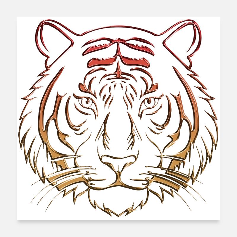 Metallic tiger chrome red orange Poster 24" x 24" (60x60 cm)