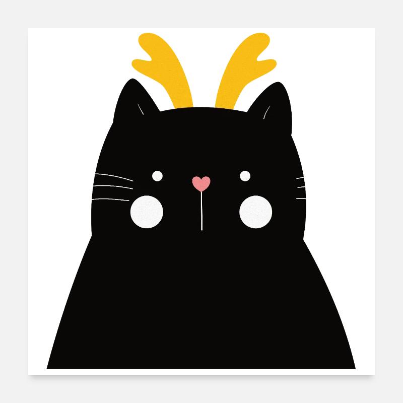 Chat noir aux bois dorés Poster 60 x 60 cm