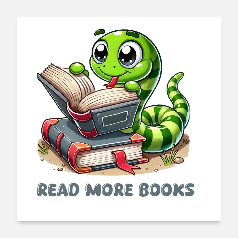 Schlange Bücher Comic Poster 60x60 cm