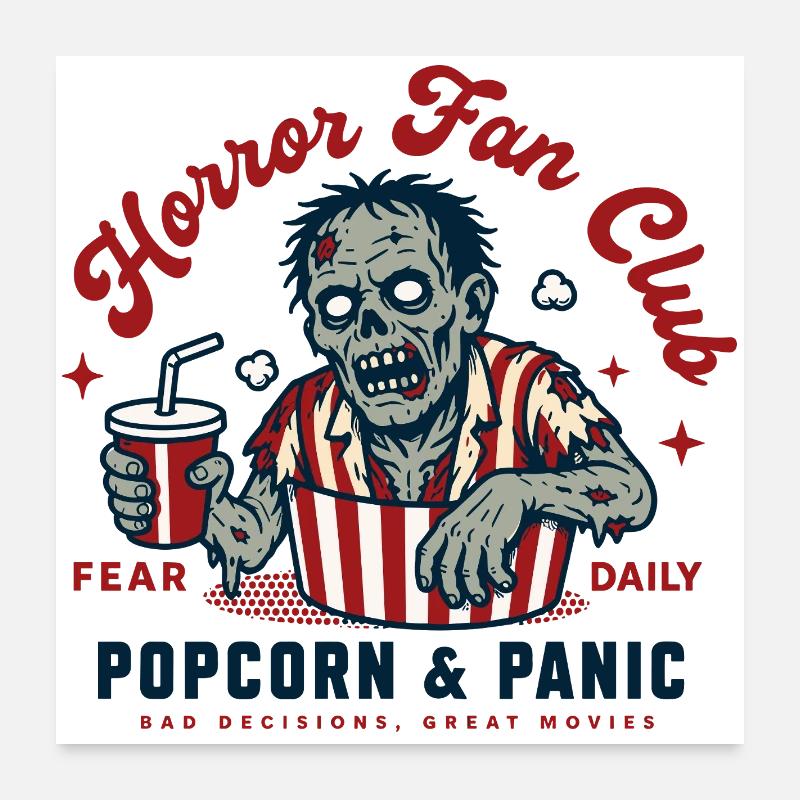 Horror Fan Club Popcorn Panic Poster 60x60 cm