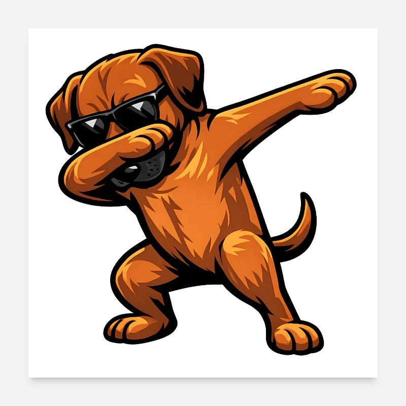 Dabbing Rhodesian Ridgeback Poster 60x60 cm